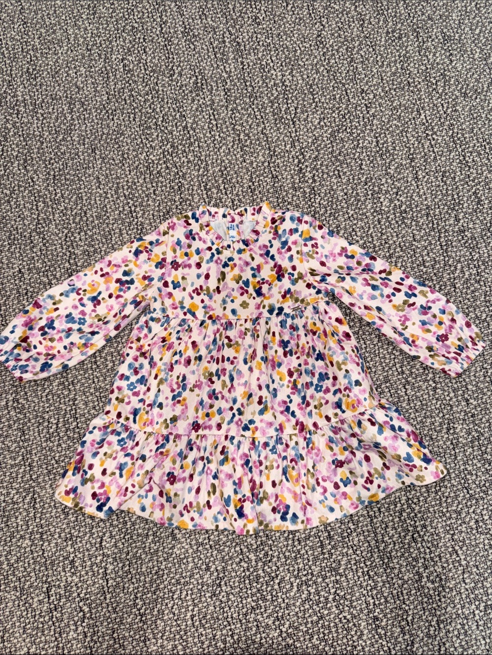 Mayoral Multicolor Dot Print Long Sleeve Dress - White Base
